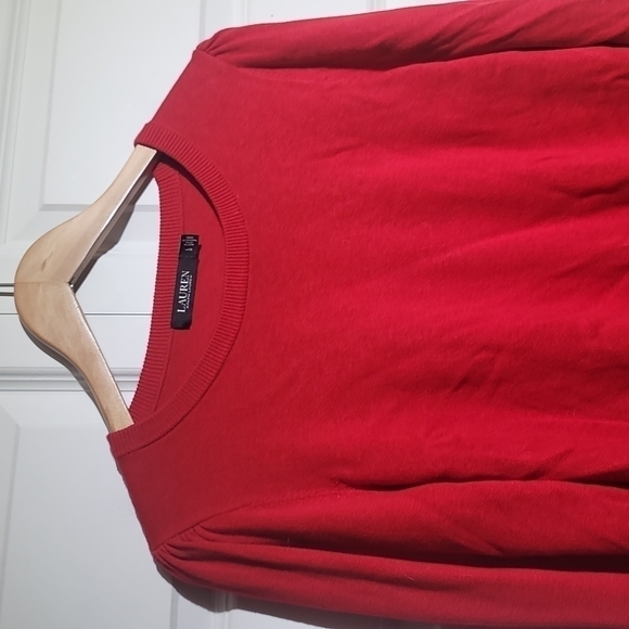 Lauren Ralph Lauren Black Label Balloon Puff Sleeve Crew Neck Red Sweater - Picture 1 of 9